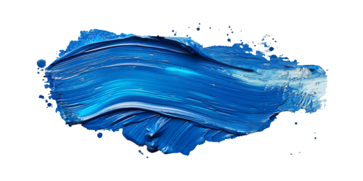 A single, blue brush stroke contrasts against a clean white background or PNG