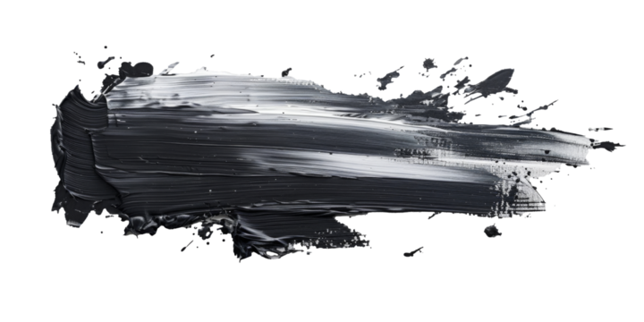 A single, bold black brush stroke contrasts against a clean white background or PNG - Powered by Adobe