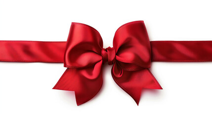 Fototapeta premium Elegant red bow, isolated on a pure white background, top view