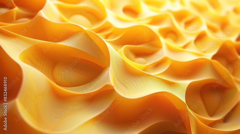 Fototapete yellow 3d background with dynamic, fractal-like shapes creating depth
