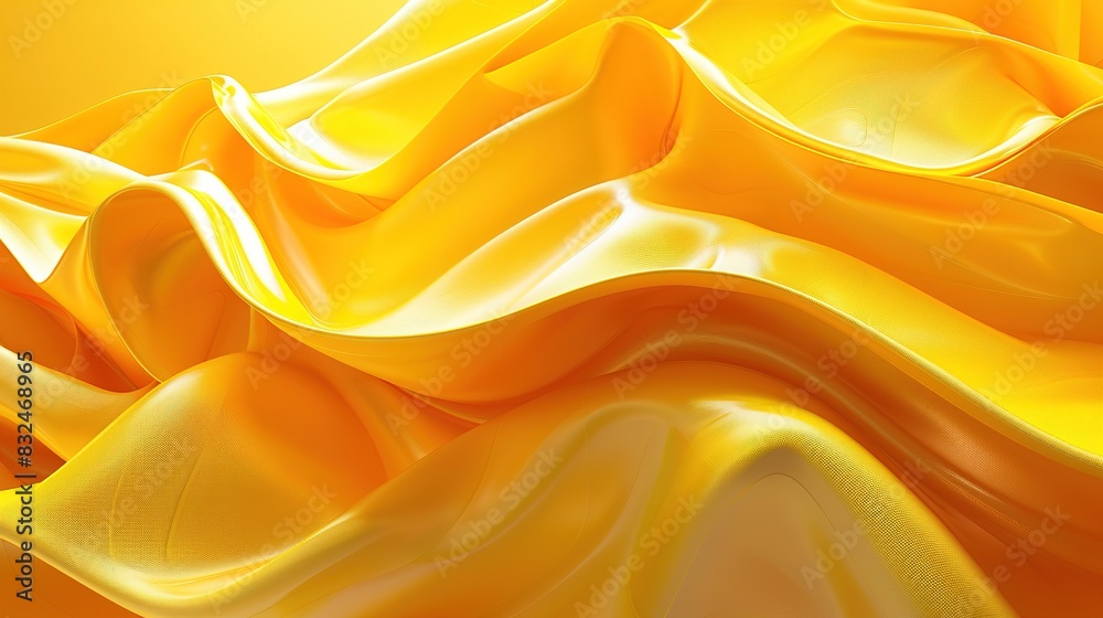 Fototapete yellow 3d background with dynamic, fractal-like shapes creating depth