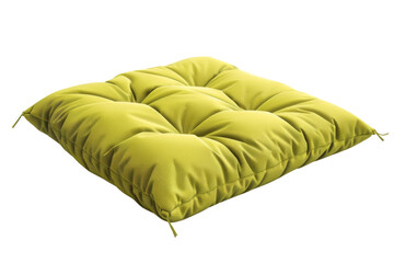 A yellow cushion with a green border, Hiking & Trekking Equipment, 3D style and isolated on a transparent background.