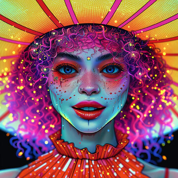 PFP | Profile Pic | Portrait | Portraiture | Female Model | Forward Glance | Up Close Shot |  Glitter | Flat Background | Looks Like Trouble | Emotive | Graphic Art