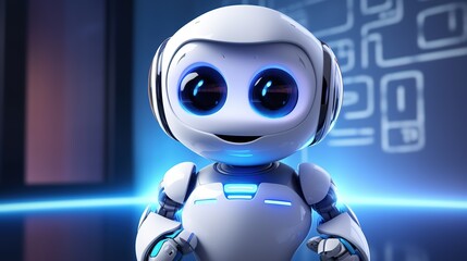 Android robot with technology background