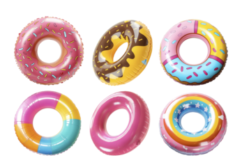 Swim rings set. Swimming circles with different textures and shapes.