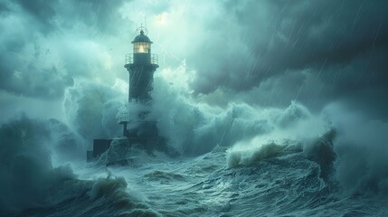 Lighthouse in the sea