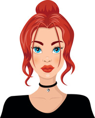 Red haired girl portrait - Illustration