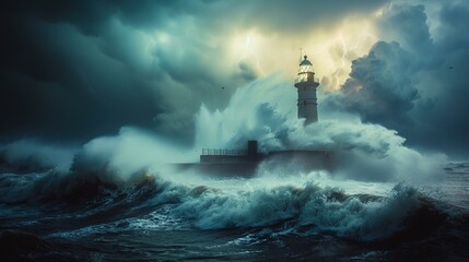 Lighthouse in the sea