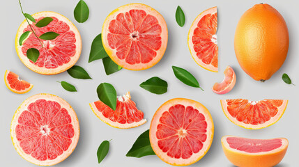 grapefruits on isolated background