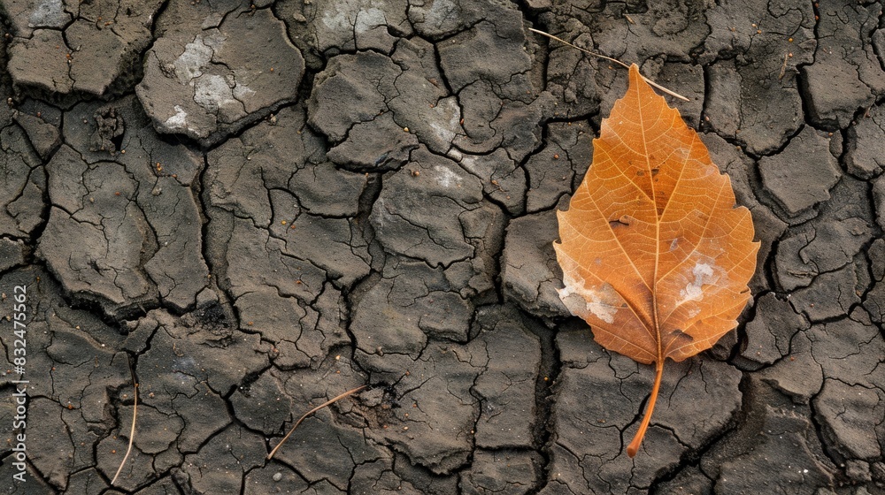 Wall mural Brown dried leaf on the ground