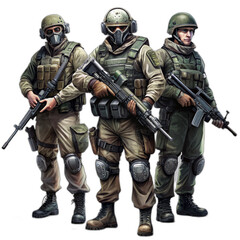 Fototapeta premium 3 skull armys infantry in combat uniform, memorial day concept.