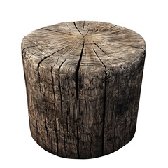 Obraz premium Handcrafted wooden log fence post die cut PNG style isolated on white and transparent background