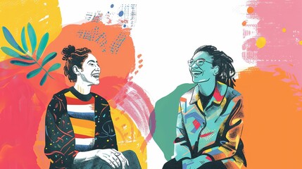 Fototapeta premium illustration of people or couple meeting 