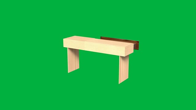 A wooden desk with a brown drawer. The drawer is open and the desk is on a green background