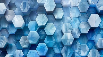 Abstract geometric pattern with interlocking hexagons in cool tone