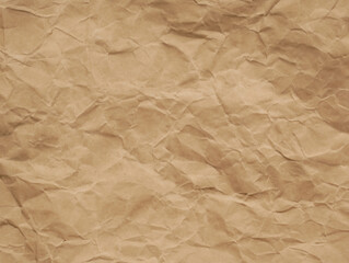 Crumpled Paper Texture on Brown Cardboard Background, Abstract Grunge Texture Concept