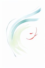 Obraz premium Minimalist and elegant abstract watercolor artwork of a woman's face, featuring delicate lines and soft colors on a white background.