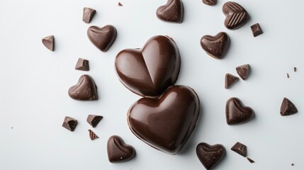 Fototapeta premium Isolated white background heart shaped chocolate