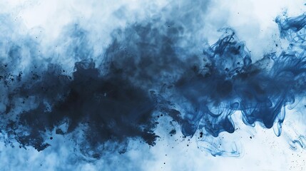 abstract blue smoke explosion with black paint brush strokes japanese style watercolor background