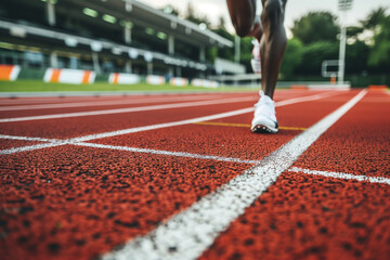 Athlete running on a track field