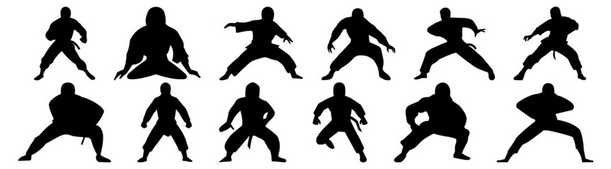 Fighter karate kung fu silhouette set vector design big pack of illustration and icon © Catnip
