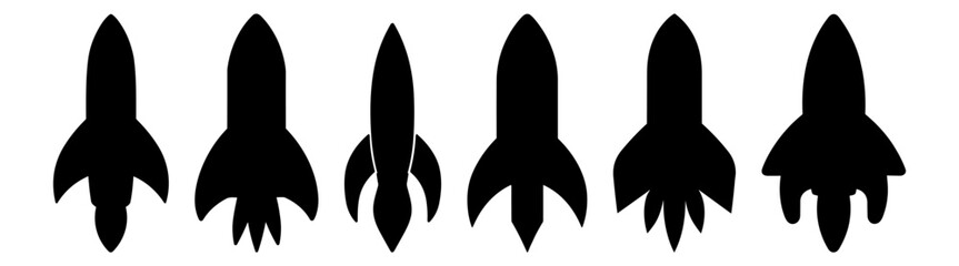 Fototapeta premium Rocket silhouette set vector design big pack of illustration and icon