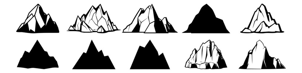 Iceberg silhouettes set, pack of vector silhouette design, isolated background © FutureFFX