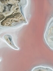 Stunning Aerial Shot of Lake Tyrrell: Vibrant Pink Waters and Salt Patterns