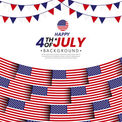 American flag seamless pattern background. 4th of July celebration concept. USA banner template. Flat style design. Vector illustration.