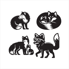 Arctic fox silhouette vector icon graphic logo ai generated design