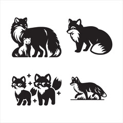 Arctic fox silhouette vector icon graphic logo ai generated design