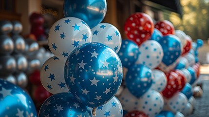 Red, White, and Blue Balloons at Event