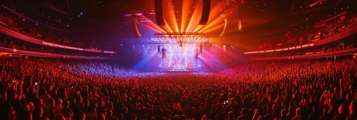 Concert hall filled with enthusiastic spectators