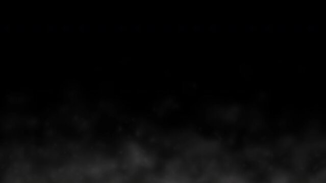3D animation of mist rising against a black background, creating an eerie and atmospheric visual effect.
