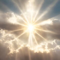 Golden Sun Rays Burst Through Dramatic Clouds