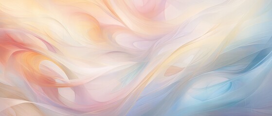 Obraz premium Gentle whirls of pastel tones, abstract art, soothing wallpaper, light diffusion, airy effect