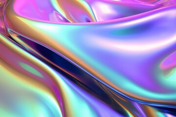 Holographic iridescent flow, abstract pattern, liquid rainbow hues, mesmerizing and glossy