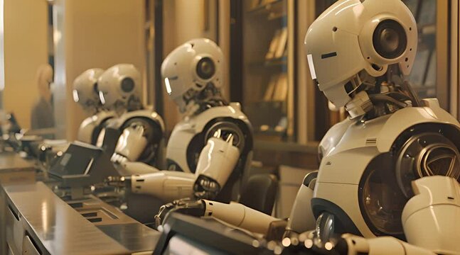 AI robots working in the office 