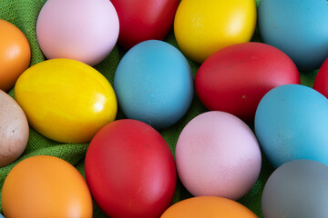 eggs painted in different colors to celebrate Easte