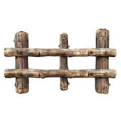 Naklejka premium Split rail wooden log fence die cut PNG style isolated on white and transparent background