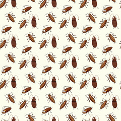 Colorful Beetles Seamless Vector Pattern Design