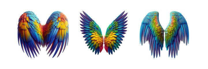 Obraz premium Set of Parrot wings, isolated over on transparent white background