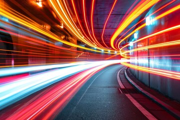 Colorful neon lights with red, orange, and white streaks