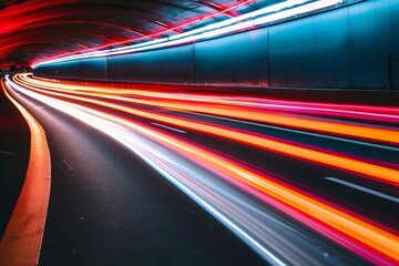 Colorful neon lights with red, orange, and white streaks