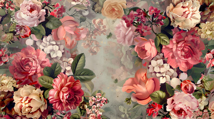 beautiful fantasy vintage wallpaper botanical, generative ai