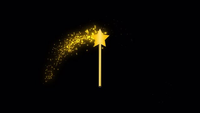 Magical Sparkle Wand Animation on a Transparent Background. Magic Stick. 4K