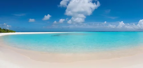 Tableau sur plexiglas Plage et Mer beach with blue sky and clouds  © mudasar