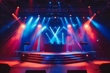 Lighting setup, tribune, and stage