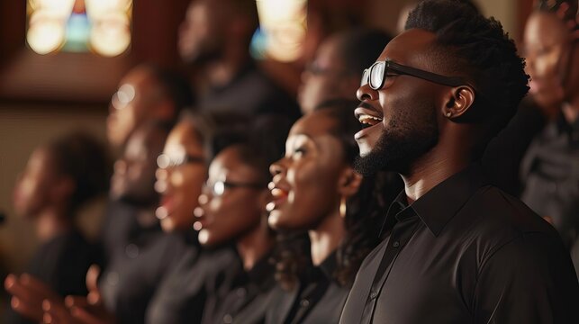 Gospel choir singing in a church