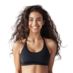 Portrait of young athletic woman wearing sports bra